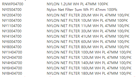 NY2004700-Millipore密理博孔径5um 10um 20um 尼龙膜