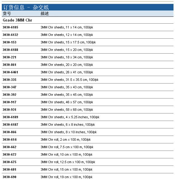 英国Whatman 3mm纤维素层析纸 2cm*100m/卷3030-614