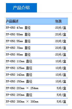 ADVANTEC孔径5um特氟龙滤膜PTFE FILTERPF050 90mm